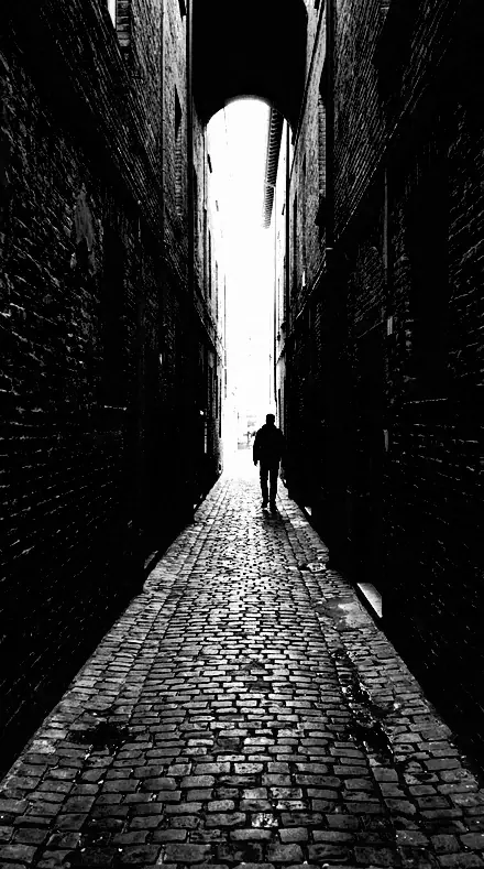 Lino Press applied to The alley as a stencil