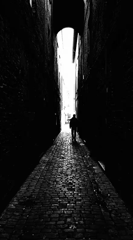 Cut Paper applied to The alley as a stencil