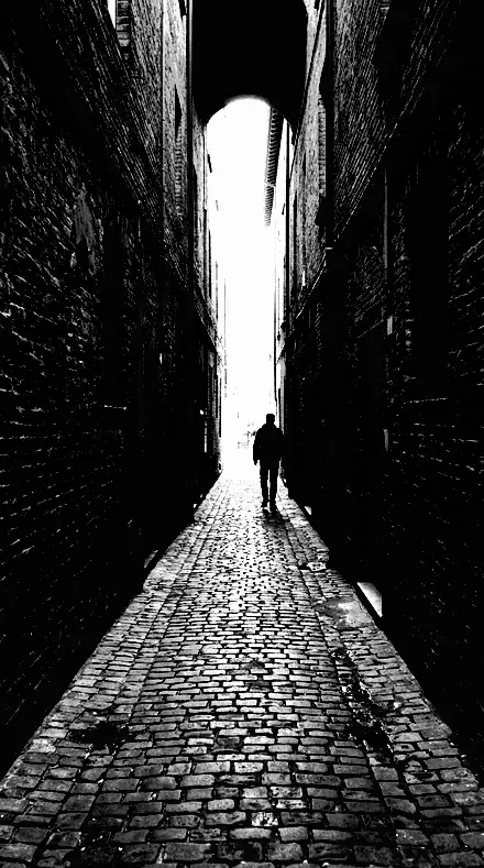 Bitmap Screen applied to The alley as a stencil