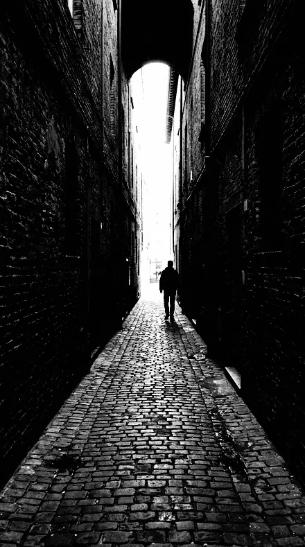 Signage Mono applied to The alley as a stencil